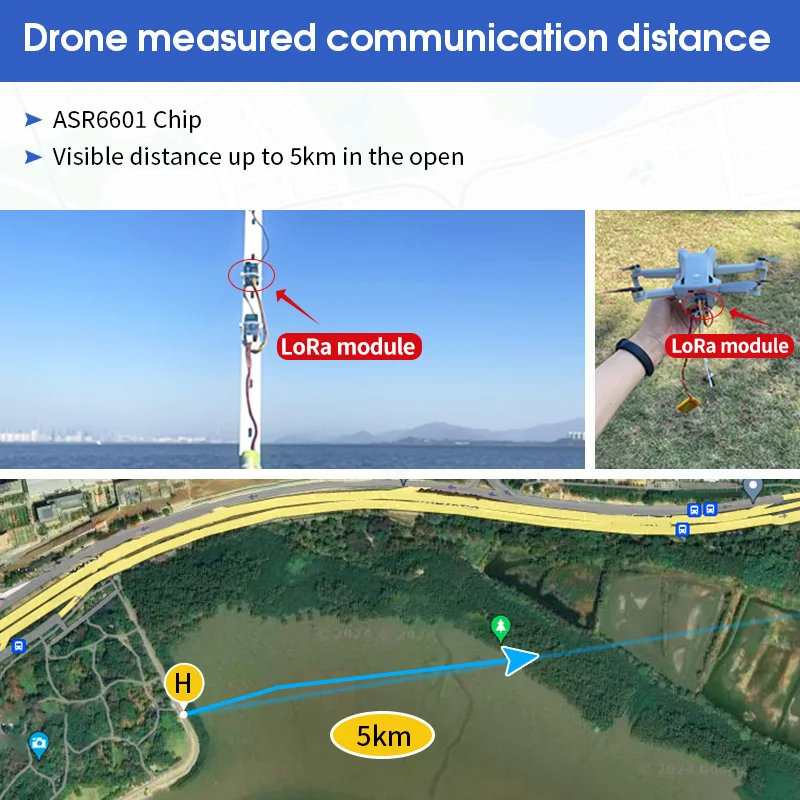 LoRa ASR6601 SOC -138dBM 868/915Mhz مجموعة البيانات 22dBm طاقة منخفضة 5 كجم طويلة المدى UART PCB LoRaWAN IoT وحدة Rf اللاسلكية