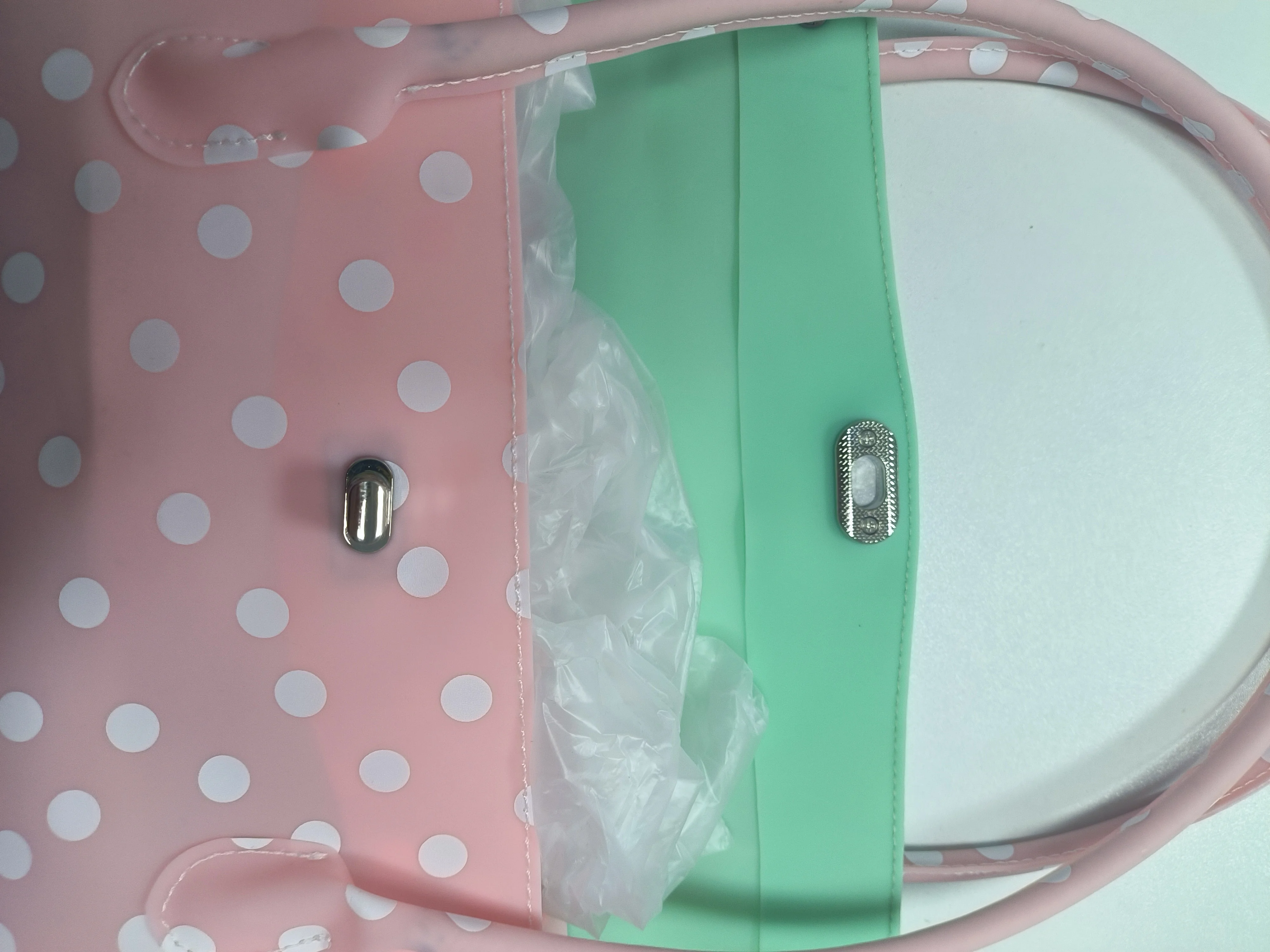 Transparente Macaron-Farbene Schnallen-Flip-Hobo-Unterarmtasche, Leichte Damen-Handtasche mit Obergriff, Französisch-Schicke Lange Henkeltasche – Detail 14