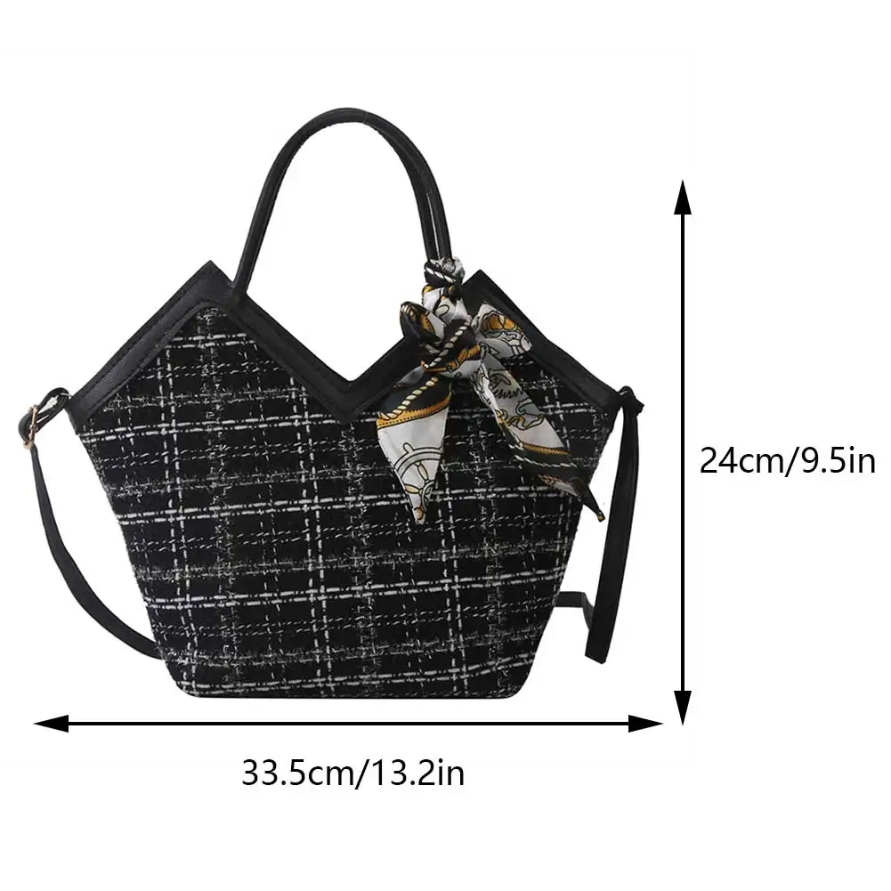 Women Thick Woolen Satchel Luxury Brands Designer Top-Handle Bags 2023 Ladies Checkered Fashion Tote Handbag Trend Crossbody Bag