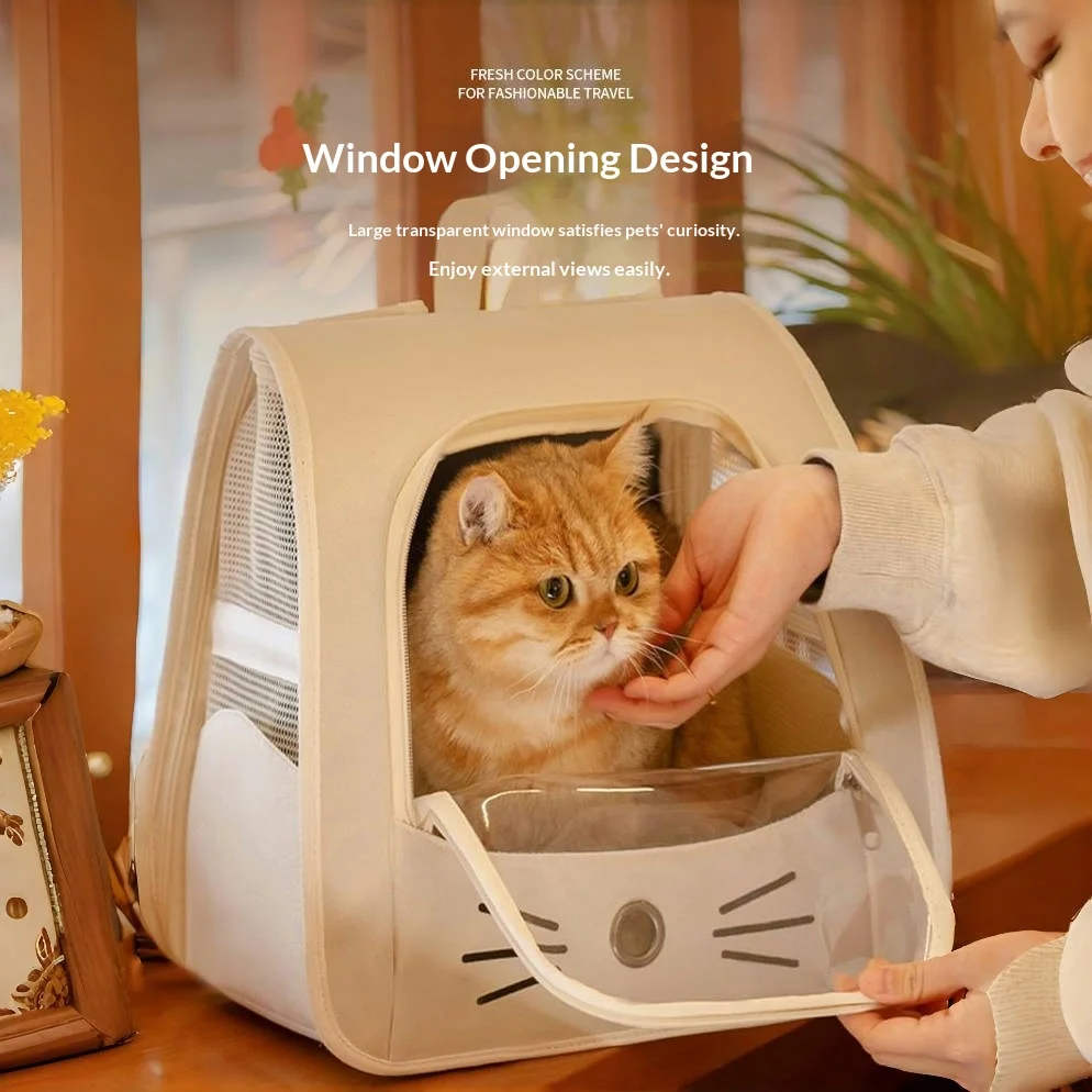Multi‑Function Anti‑Scratch Cat Backpack Carrier Foldable Pet Travel Backpack Cage Car‑Use Calming Cabin for Cats Outdoor Trip