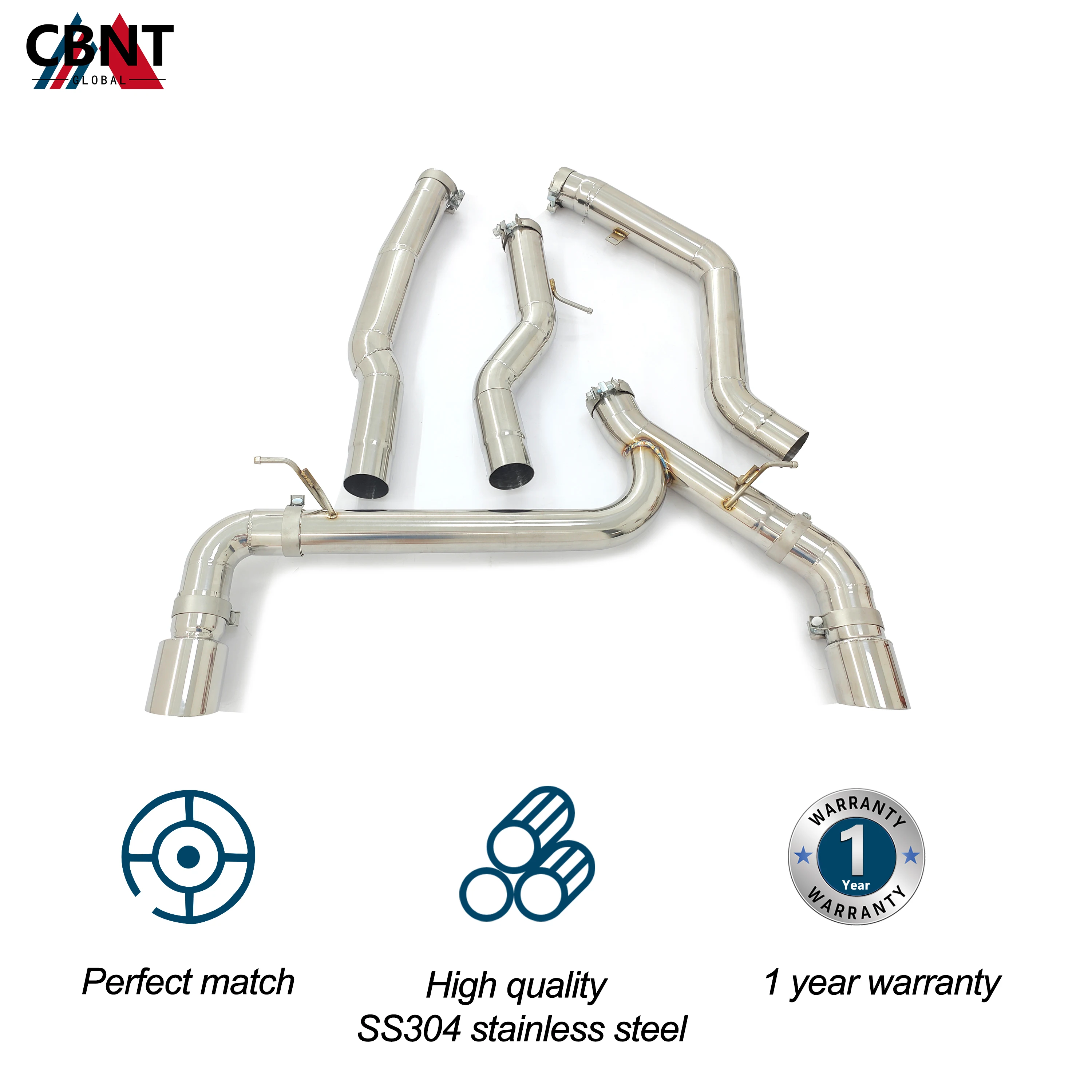 CBNT Exhaust Pipe for Toyota Supra B58 3.0T Performance Catback without Valve Muffler SS304 Exhaust System Straight Pipe