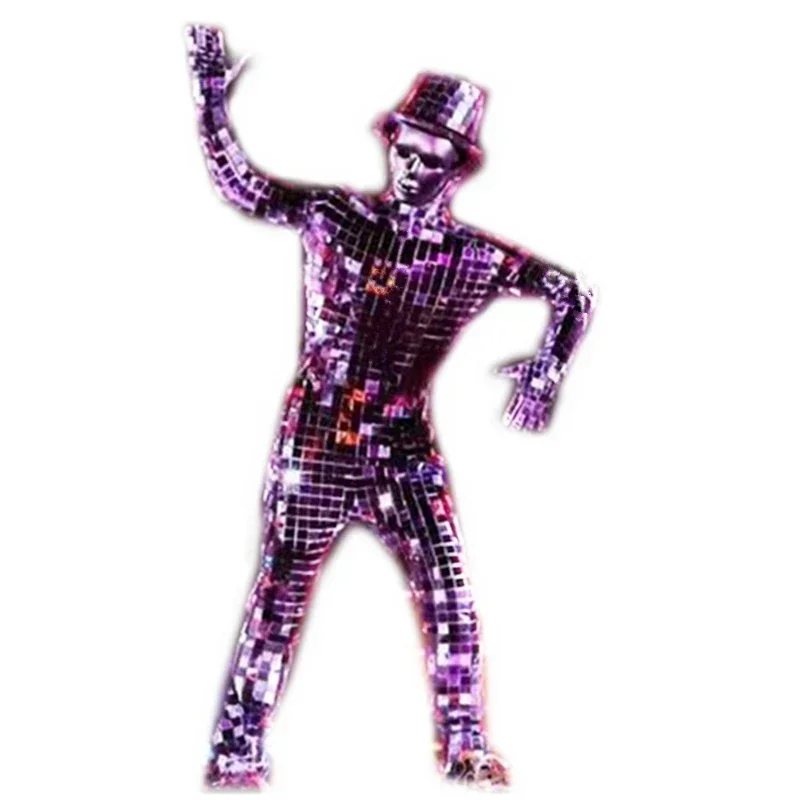 New Commercial Dance Team Male Actor Costume Interpretation Hall Performance Mirror Man One-piece Luminous Stage Costume DJ Bar