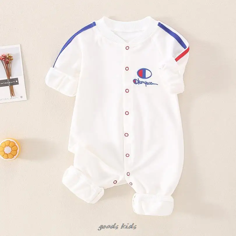 Newborn Baby Boys Girl Romper Letter Embroidery Cotton Long Sleeve Jumpsuit Infant Clothing Pajamas Toddler Baby Clothes Outfits