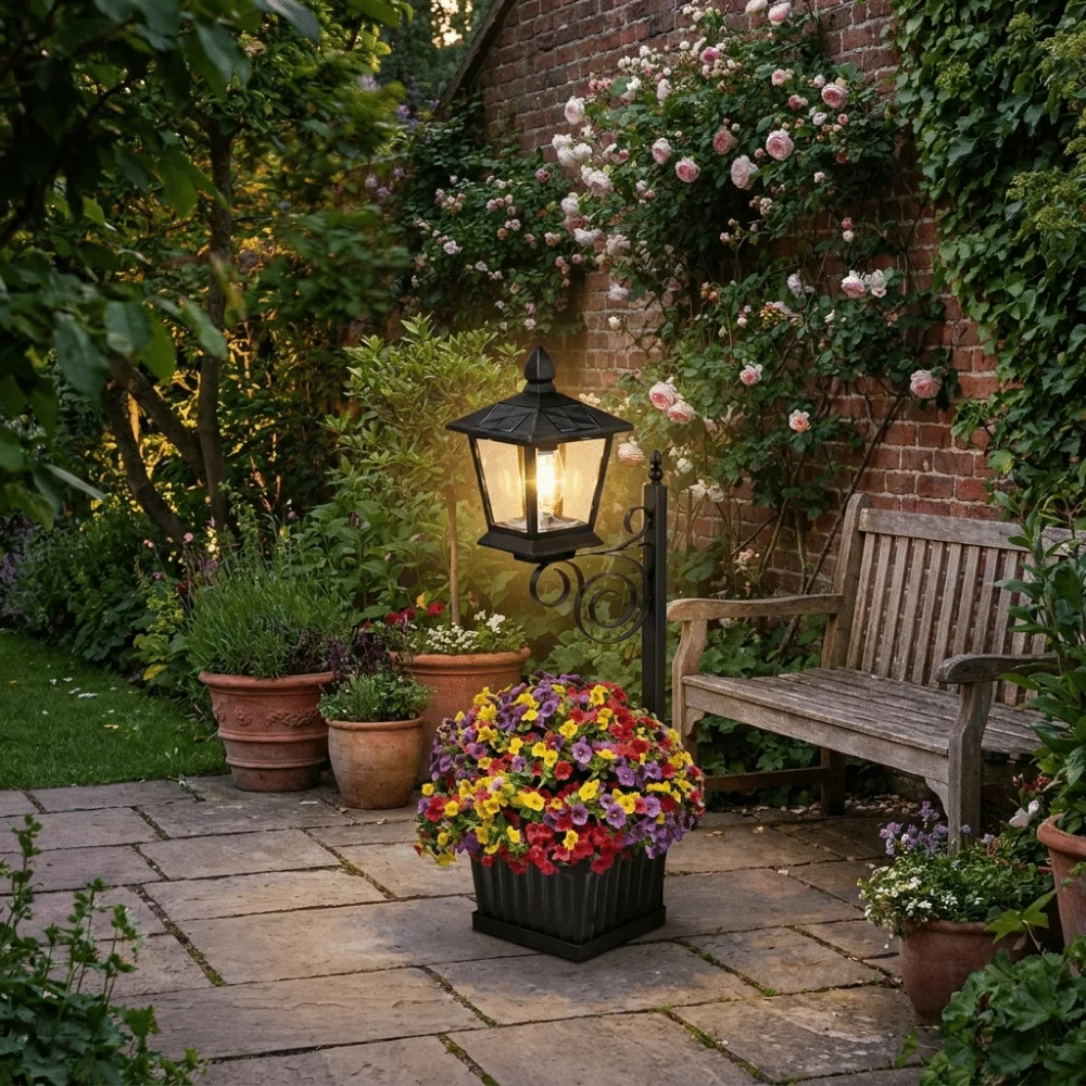 Waterproof Solar Planter Lamp 2 In 1 Warm White Outdoor Planter Lamp Vintage Auto On Off Sensor Solar Landscape Decor Light
