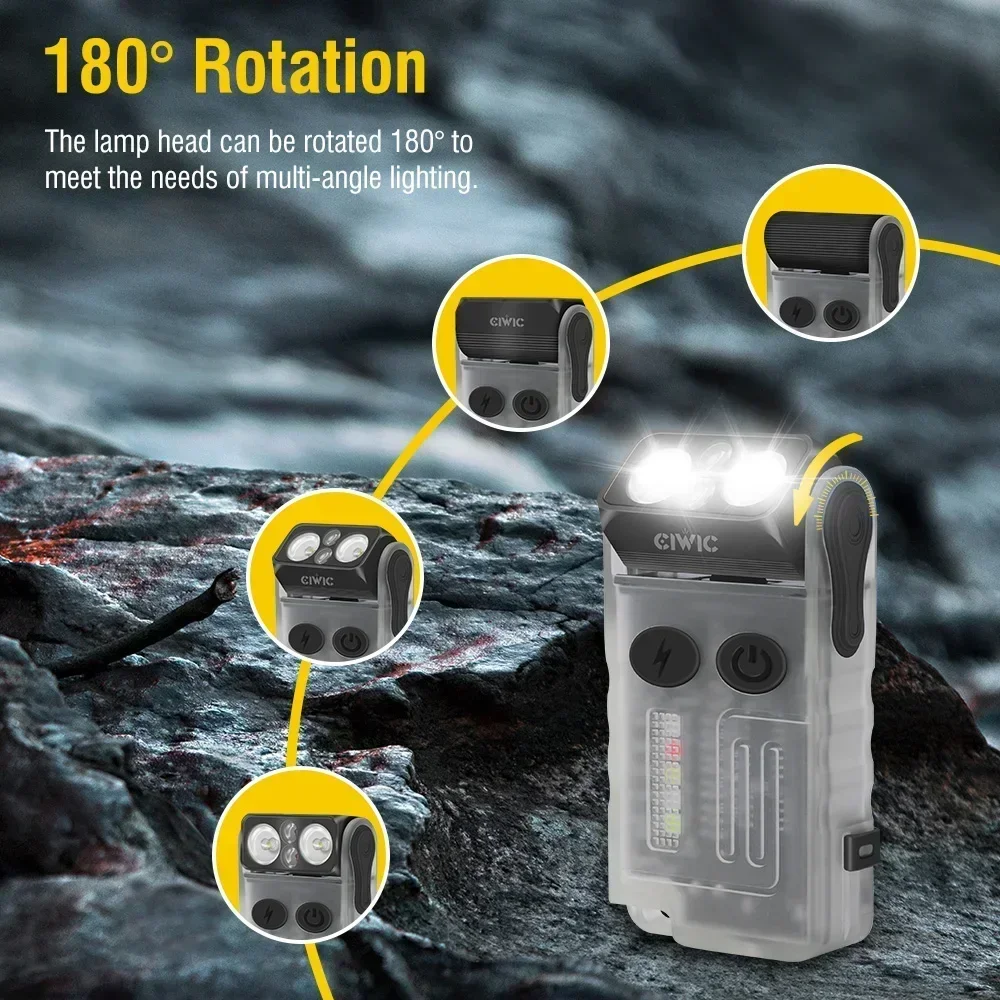 Imagem -04 - Baldr-poderoso Chaveiro Lanterna Led Lanterna Recarregável 180 Rotação Usb-c Spotlight Camping e Tocha de Pesca Alarme Lâmpada de Emergência V20