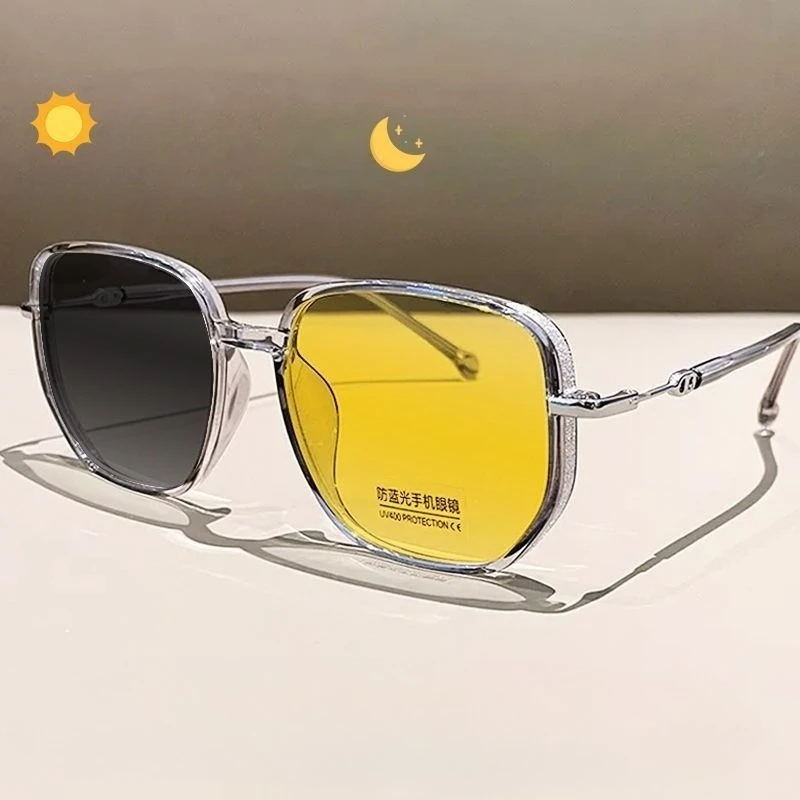 Trendy Oversized-frame Myopia Glasses Driver-specific Photochromic Lenses for Night Vision Unisex Minus Diopter -1.0 To -4.0