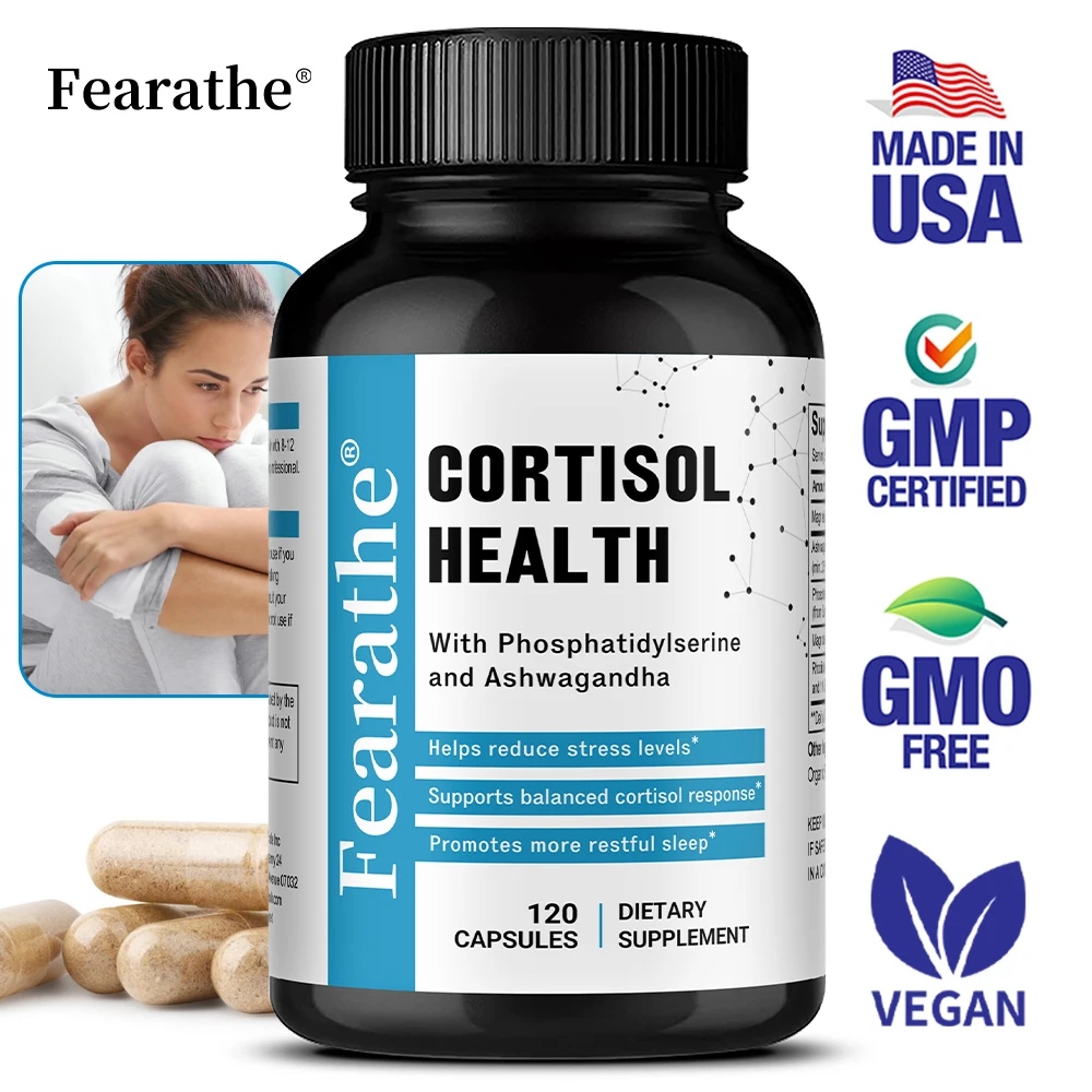 

Cortisol Support Capsules, Magnesium & Ashwagandha Complex, Stress & Mood Support, Natural Relaxation Sleep & Immune Wellness