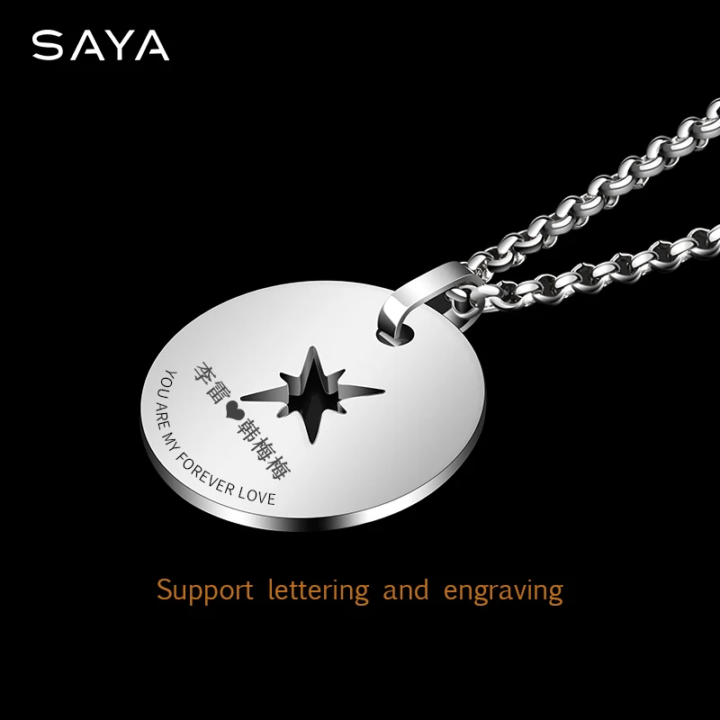 Tungsten Pendant For Men Women Hollow  Casual Spor Fashion Necklace Laser Engraving Picture Symbols Gift