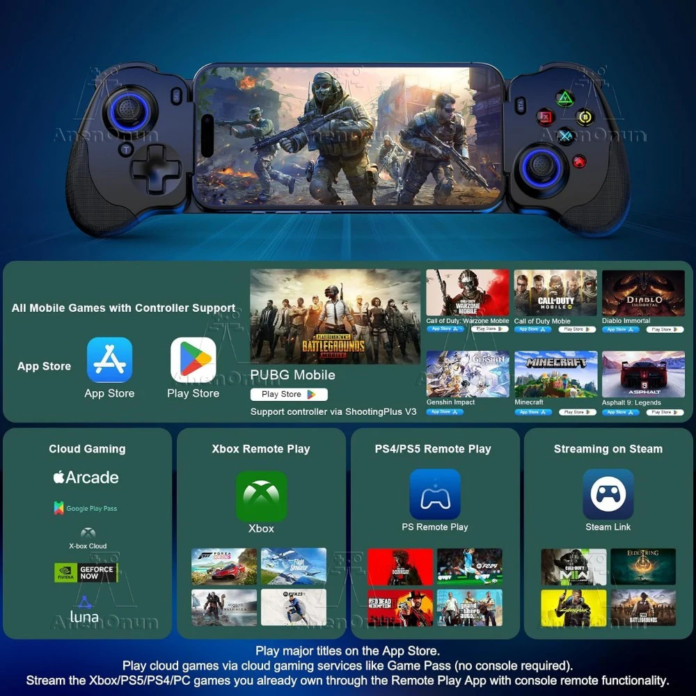 Mobile Gaming Controller Handy Wireless Gamepad Android/iOS Hall Effekt Joystick Dual Vibration Motoren Joypad Zubehör