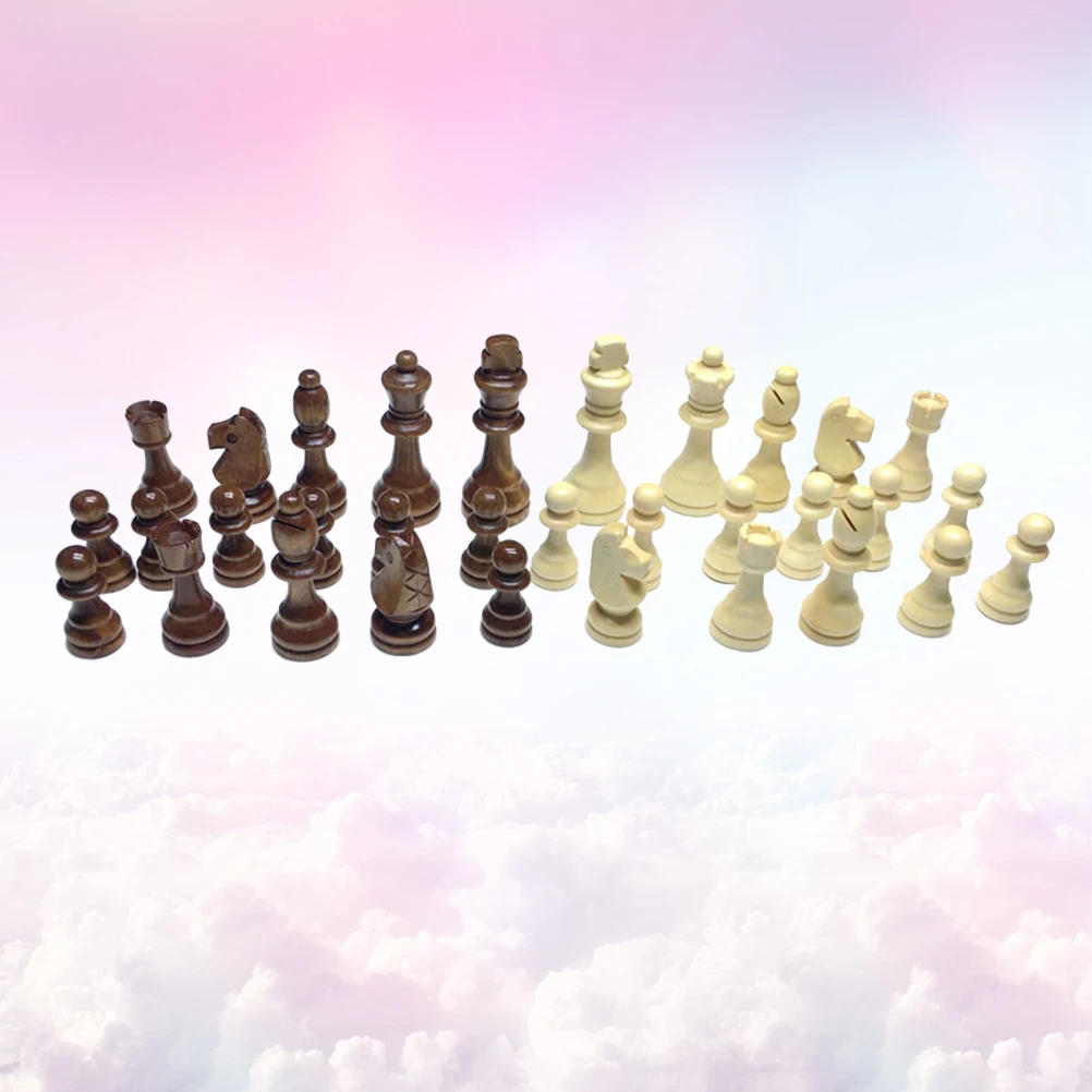 

32Pcs Wooden Chess Pieces Durable Educational Accessories 2.5 Inches Stimulate Kids Curiosity Thinking Imagination Intelligence