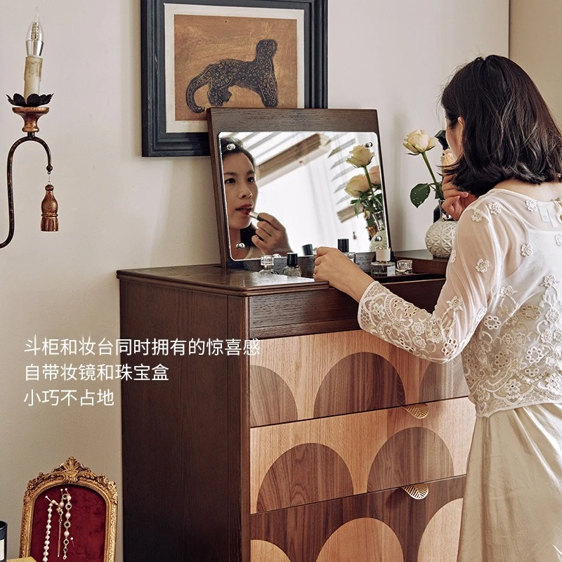 French retro dressing cabinet storage cabinet bedroom bedside chest cabinet dresser integrated small apartment cosmetic