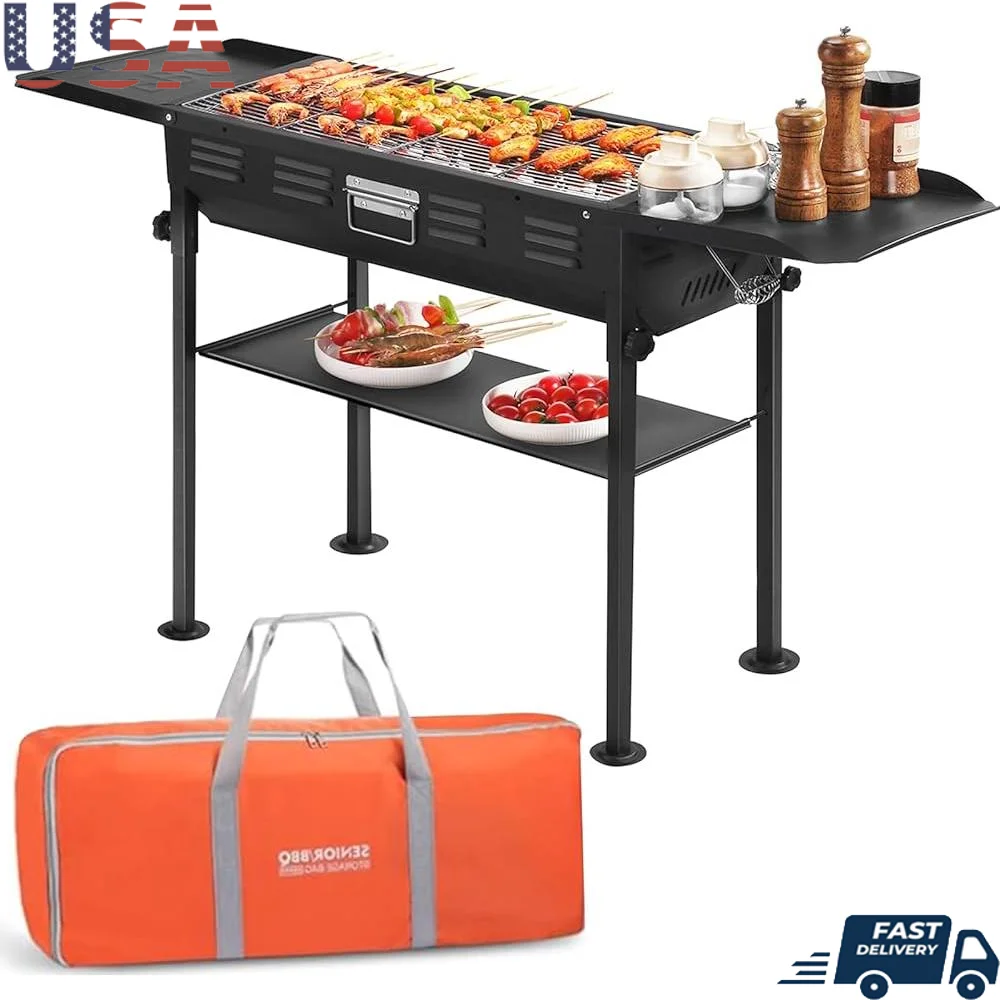 

Portable Charcoal Grill Adjustable Height Folding BBQ Grill Outdoor Cooking Camping Picnics Tailgating Hiking Backpacking