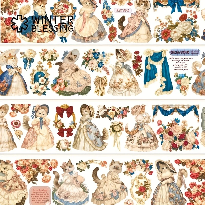 2m Matte Crystal Kawaii Princess Cat PET Washi Tape Colorful Flower Transparent Sticker Decorative Tape For Scrapbooking Journal