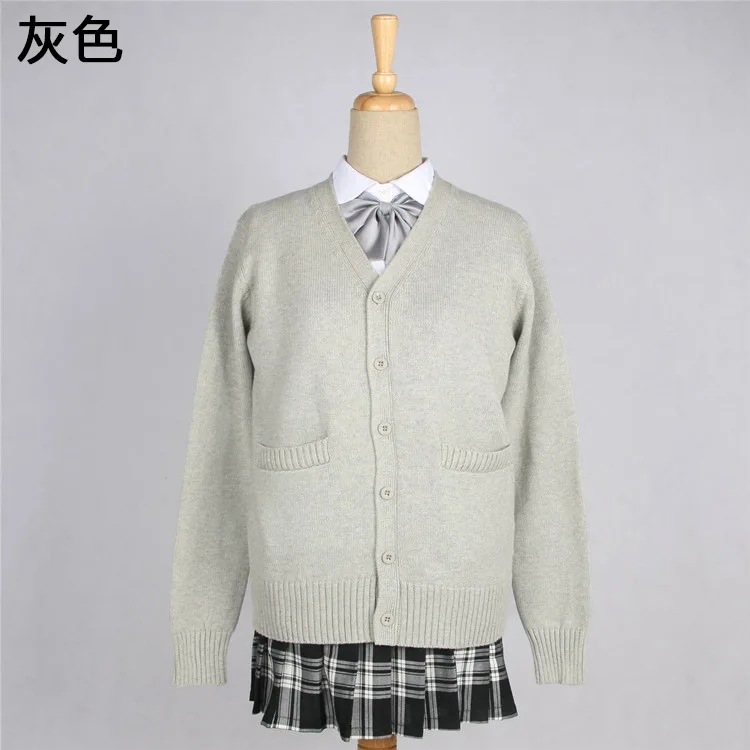 Xixiang Chaoyue Clothing Japanese V-neck long sleeved cardigan JK uniform 7-needle thick sweater in stock