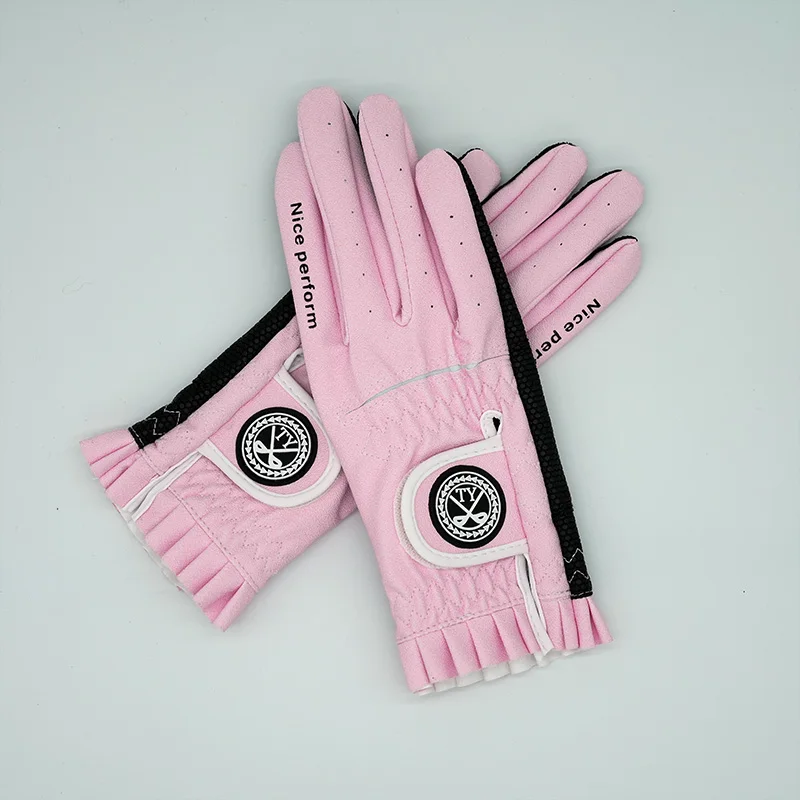 TTYGJ Golf Gloves For Ladies Left Right Hand Breathable  PU Leather Fabric Non-Slip Design Gloves With Particle Sports