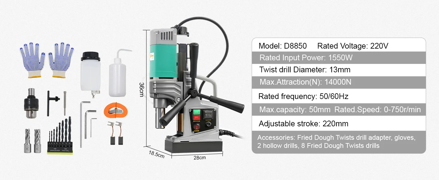 Elektrische Bohrmaschine | Sihao 1450W/1550W 1,57/2' Elektrische Bohrmaschine Magnetbohrmaschine Bohrdurchmesser Elektrobohrer 750/820 U/min – Detail 13