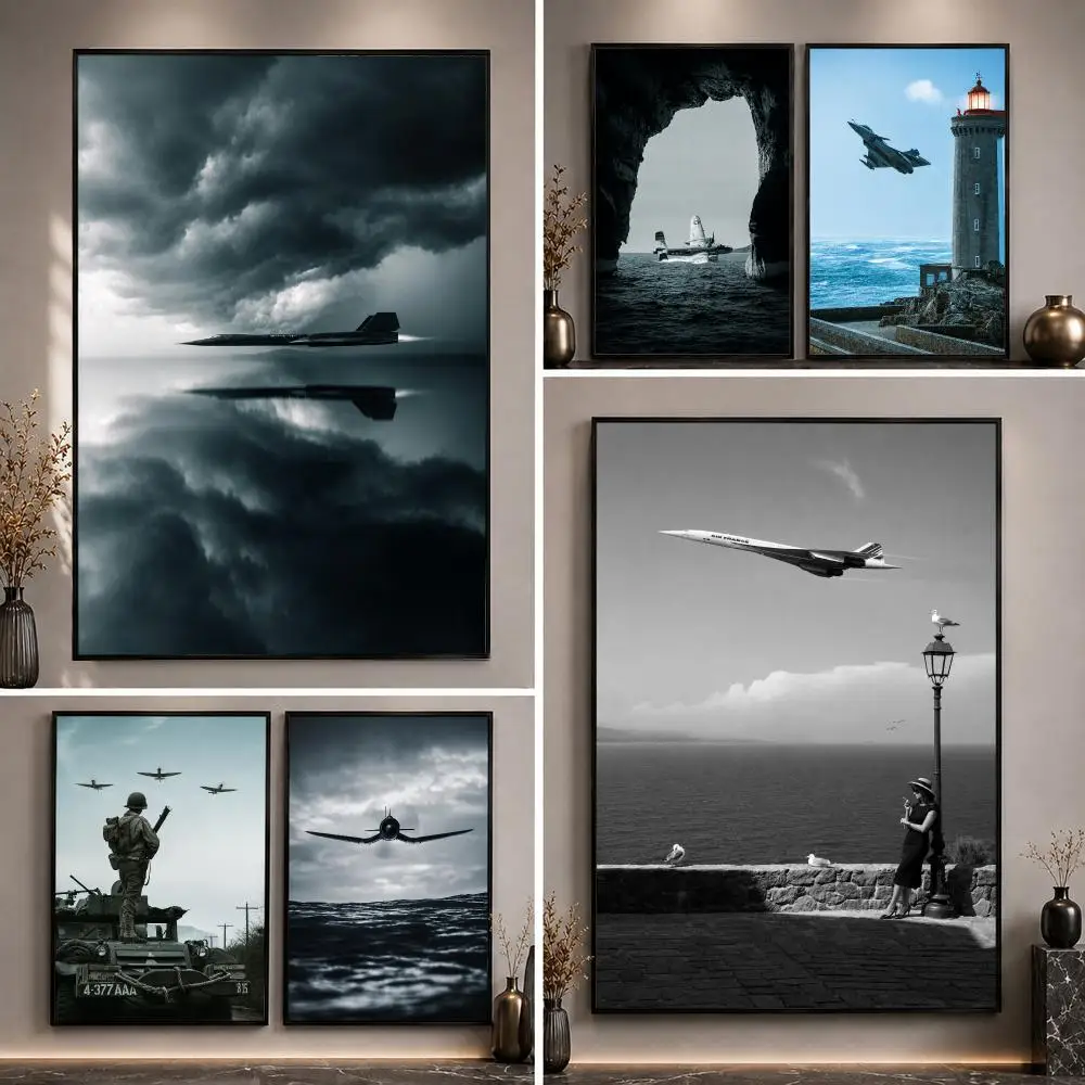 Vintage Aviation Coastal Cinematic Aesthetic Poster HD Waterproof Eco-Friendly For Kitchen Bathroom Wall Art Bedroom Home Decor
