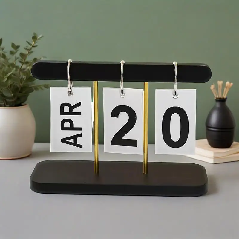

Countdown desk calendar, flip - page calendar stand, wooden desktop ornament
