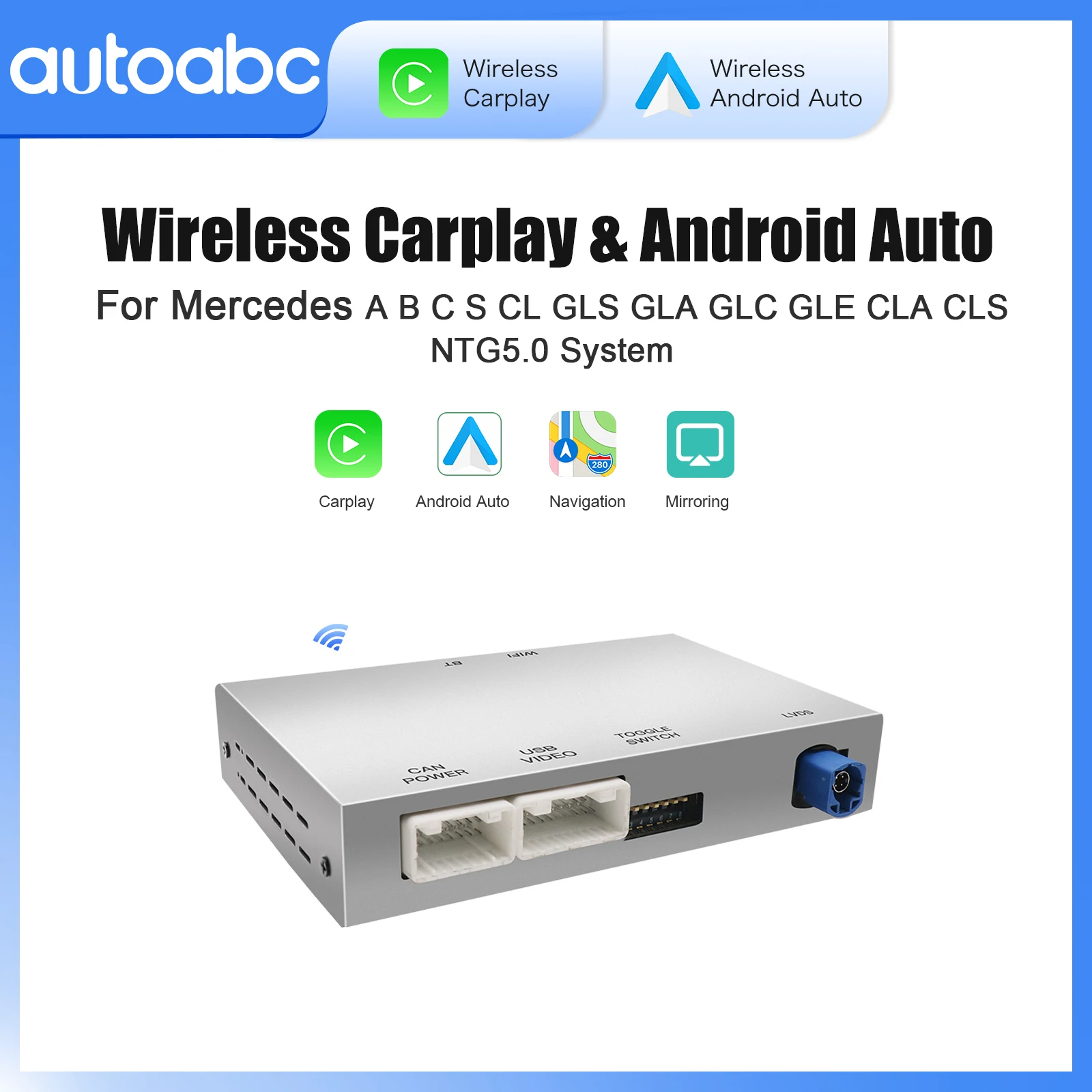 Drahtloser Carplay Android Auto-Adapter für Mercedes Benz NTG5.0 A B C W176 CL GLS W205 GLA GLC GLE GLE CLA Car Play 2015–2018