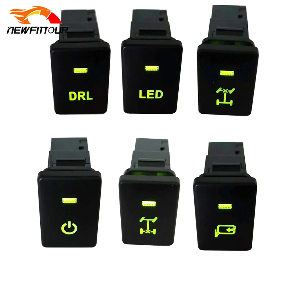 

Green Light Car Front Rear Diff Lock Switch LED DRL Power Rearview Mirror Folding Button For Toyota PRADO 2010-2019