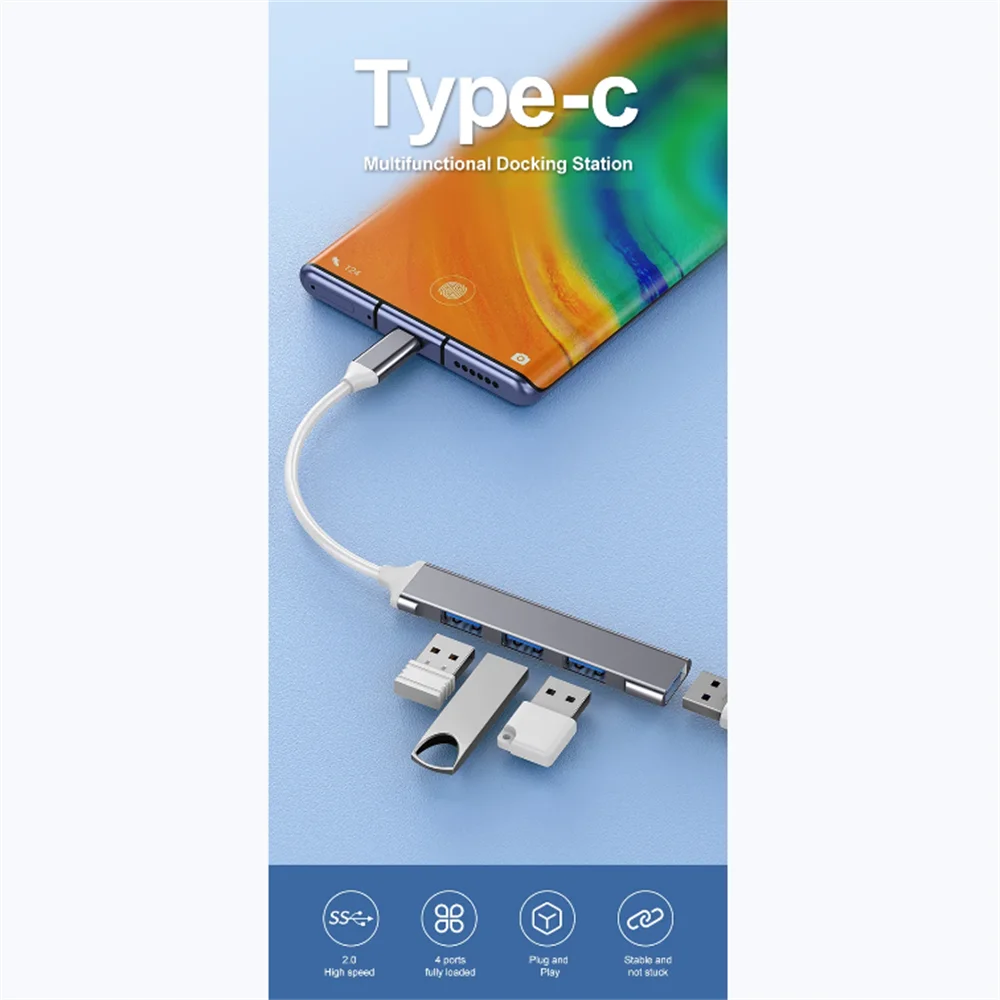 

High Speed 4 in 1 Multi Port USB 30 Type C OTG Hub Splitter Adapter For Macbook Pro Laptop Accessories