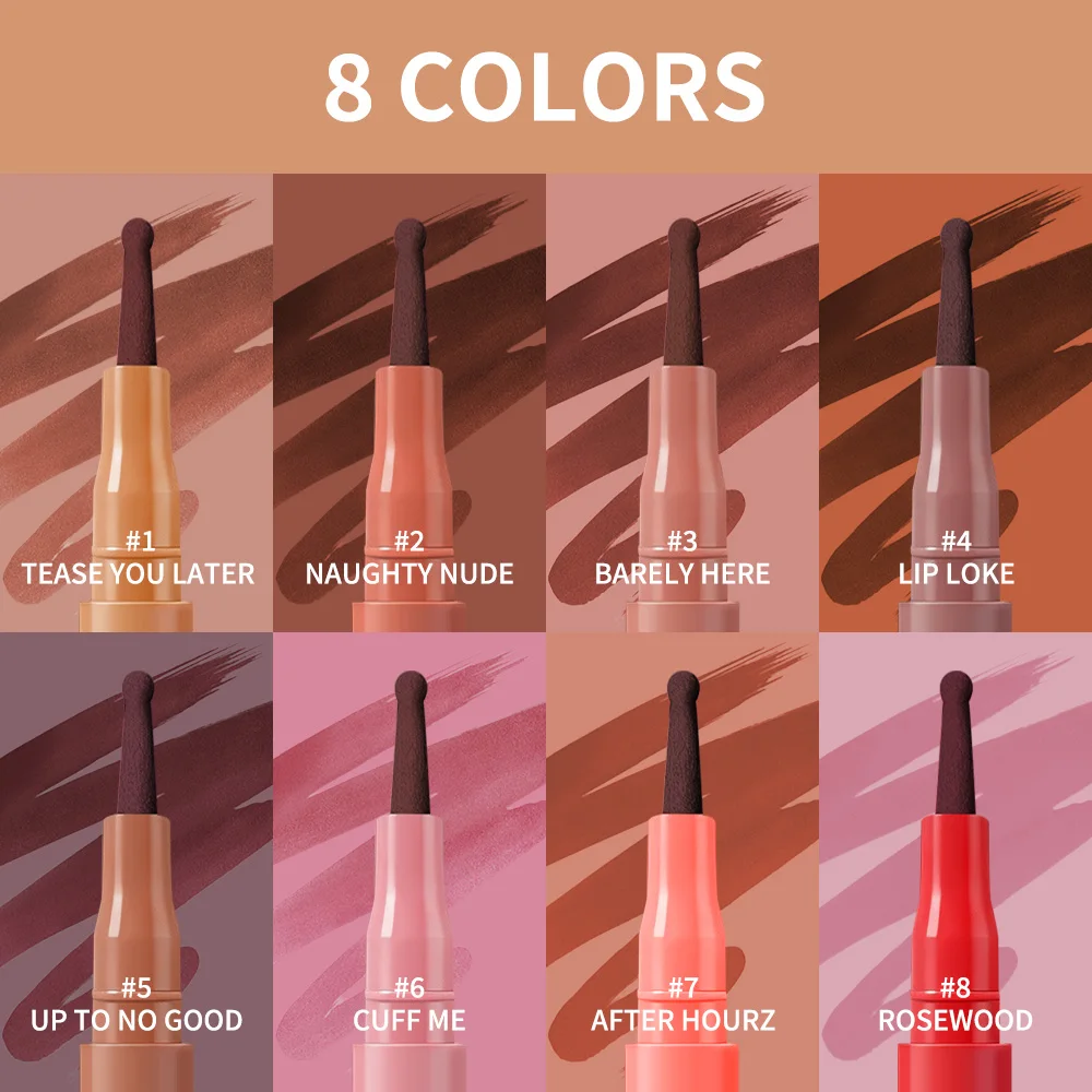 8 colores lencería de labios delineador de labios mancha de larga duración impermeable delineador de labios mancha a prueba de transferencia cosméticos de Color resistentes a las manchas