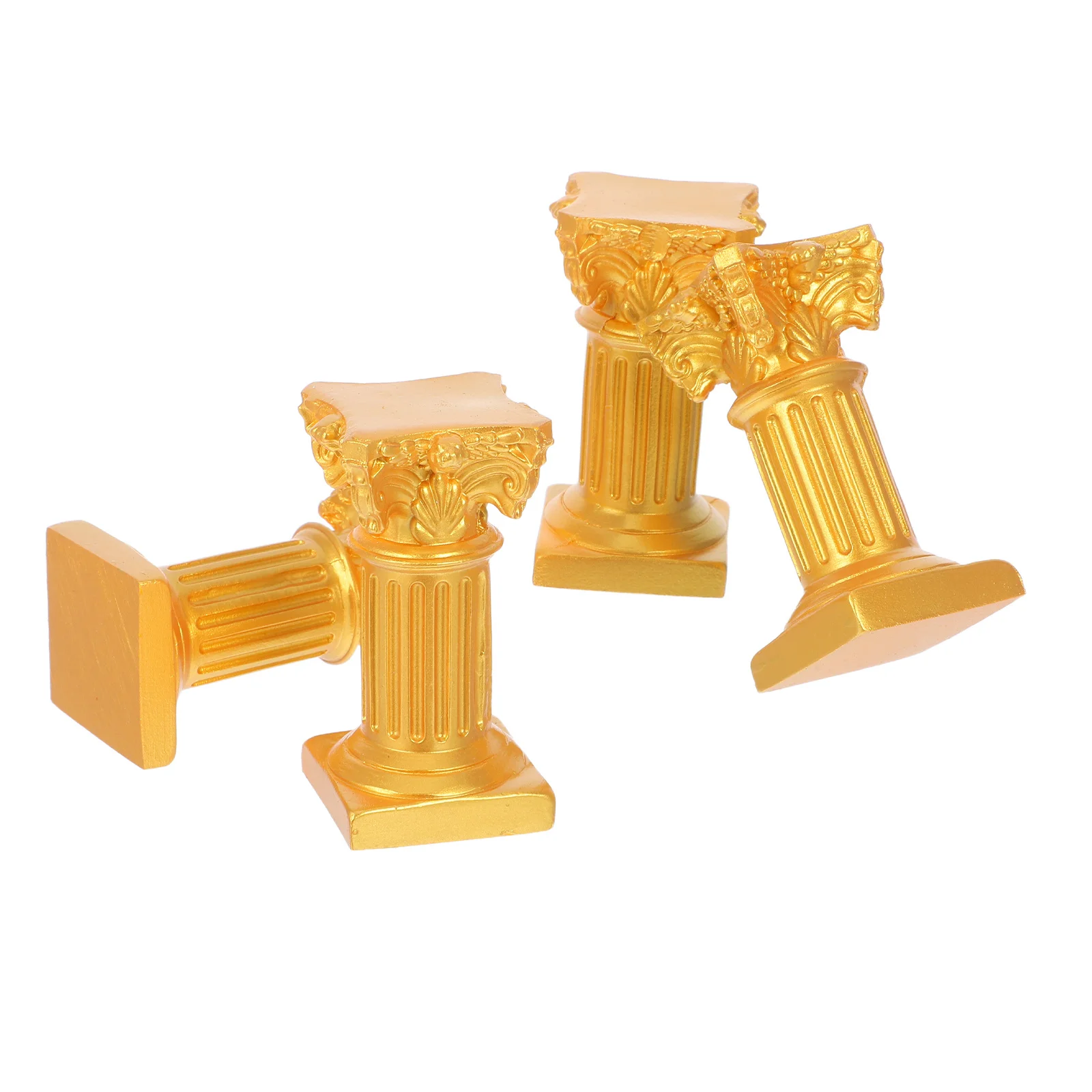 

4Pcs Mini Roman Pillar Set Resin Candlestick for Tabletop Sculpture Decor Outdoor Garden Wedding Event Decoration Display Stand