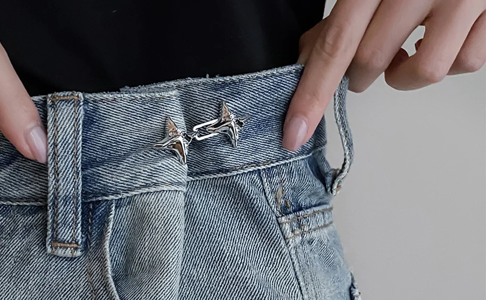 Adjustable Star Waist Tightener Clip - No Sew Jean Buttons for Women's Loose Jeans Skirts Dresses Fashion Waist Accessories Gift