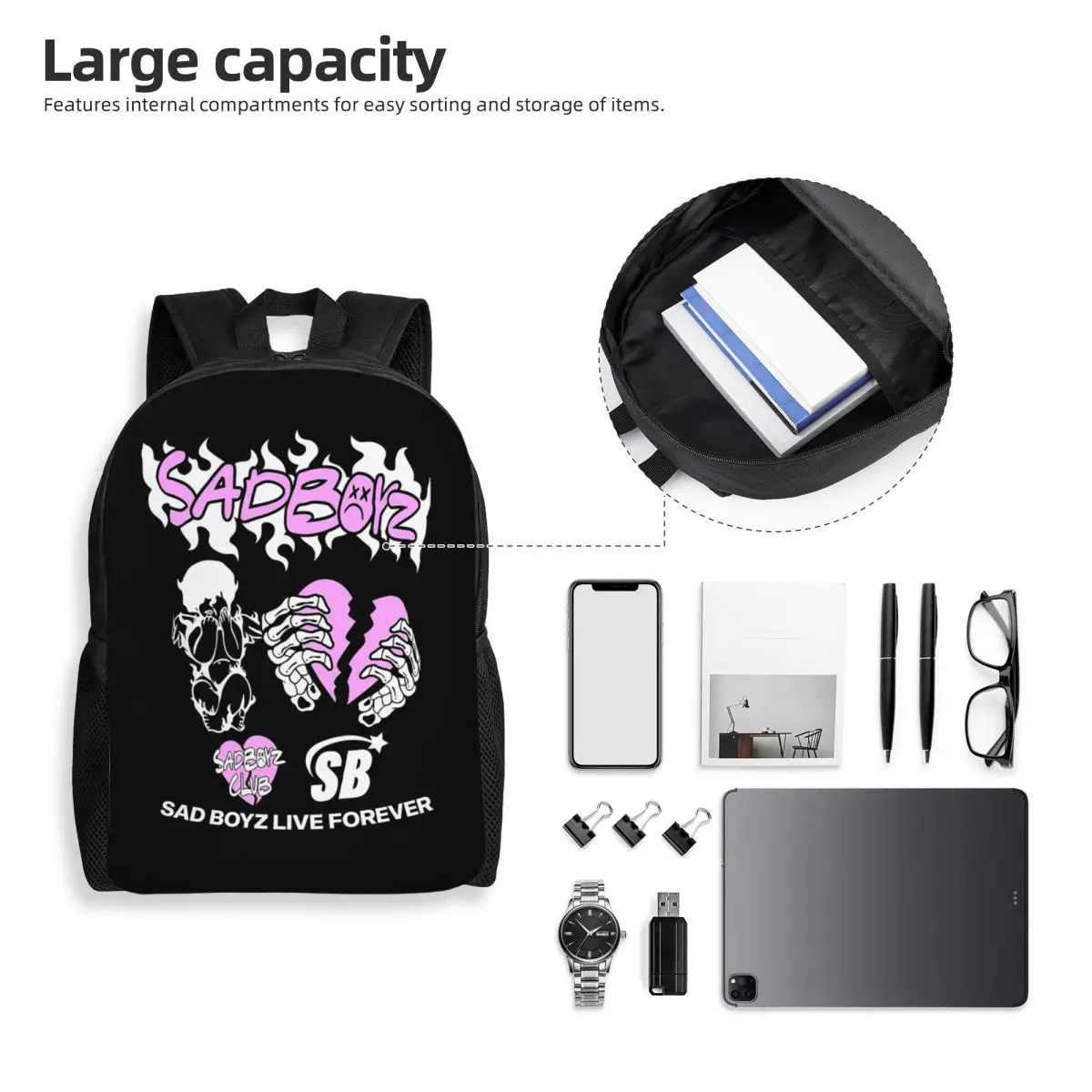 Junior H Merch Sad Boyz Backpack Student Boys Girls BookBag School Bag Computer Shoulder Bags