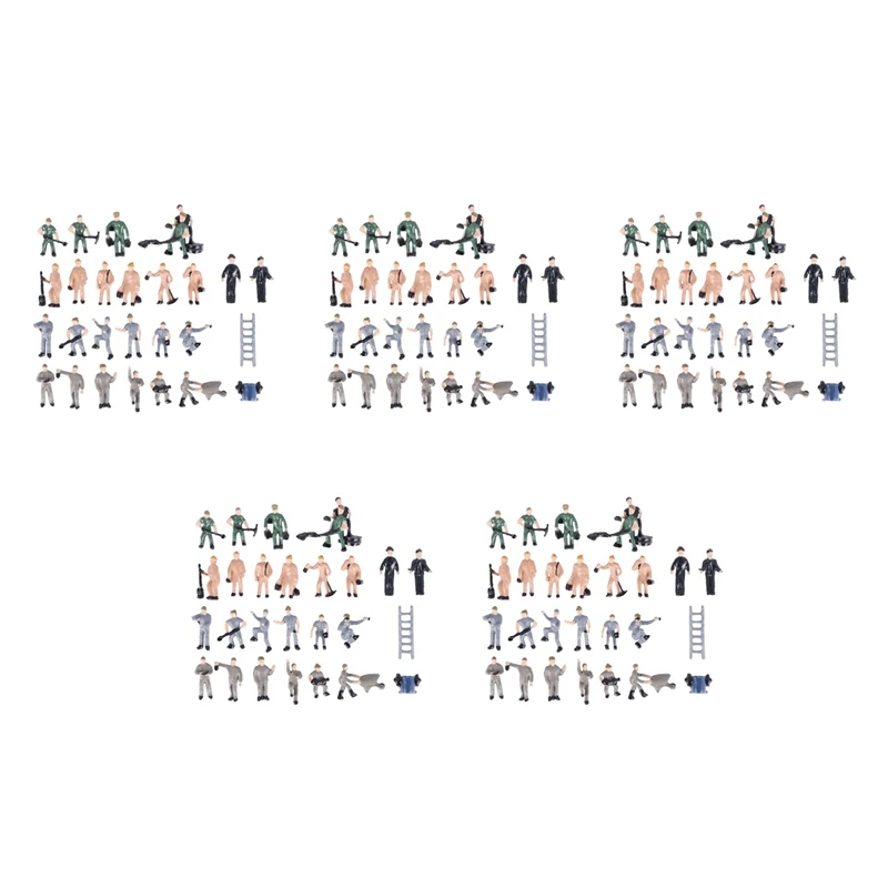 125Pcs 1:87 Figurines Painted Figures Miniatures Of Railway Workers With Bucket And Ladder