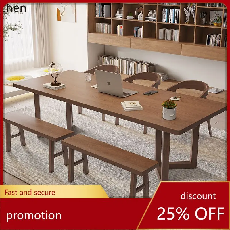 

HT Simple Living Room Large Desk Solid Wood Leisure Work Desk Study Home Computer Writing Desk