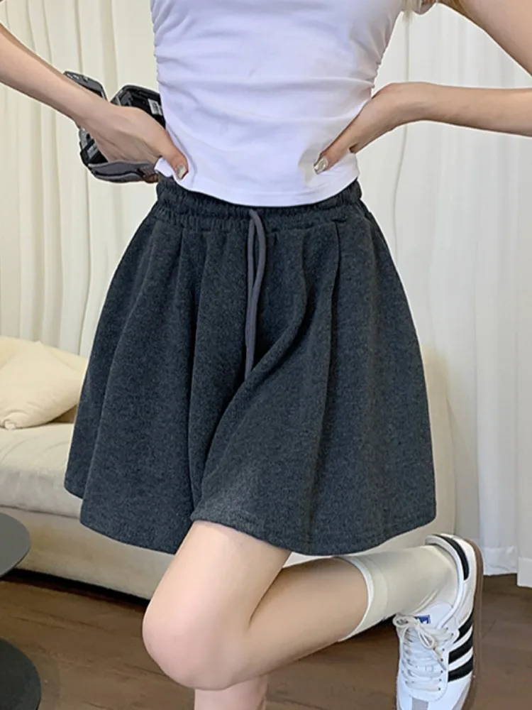 

Широкие брюки А-силуэта с высокой талией и завязками, больших размеров, повседневные, свободные, утягивающие, спортивные, женские, модные, летние, новинка