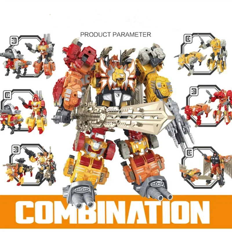 Transformation 6 IN 1 Predaking Action Figure Collectible Model Figures Toy for Kids Birthday Gift
