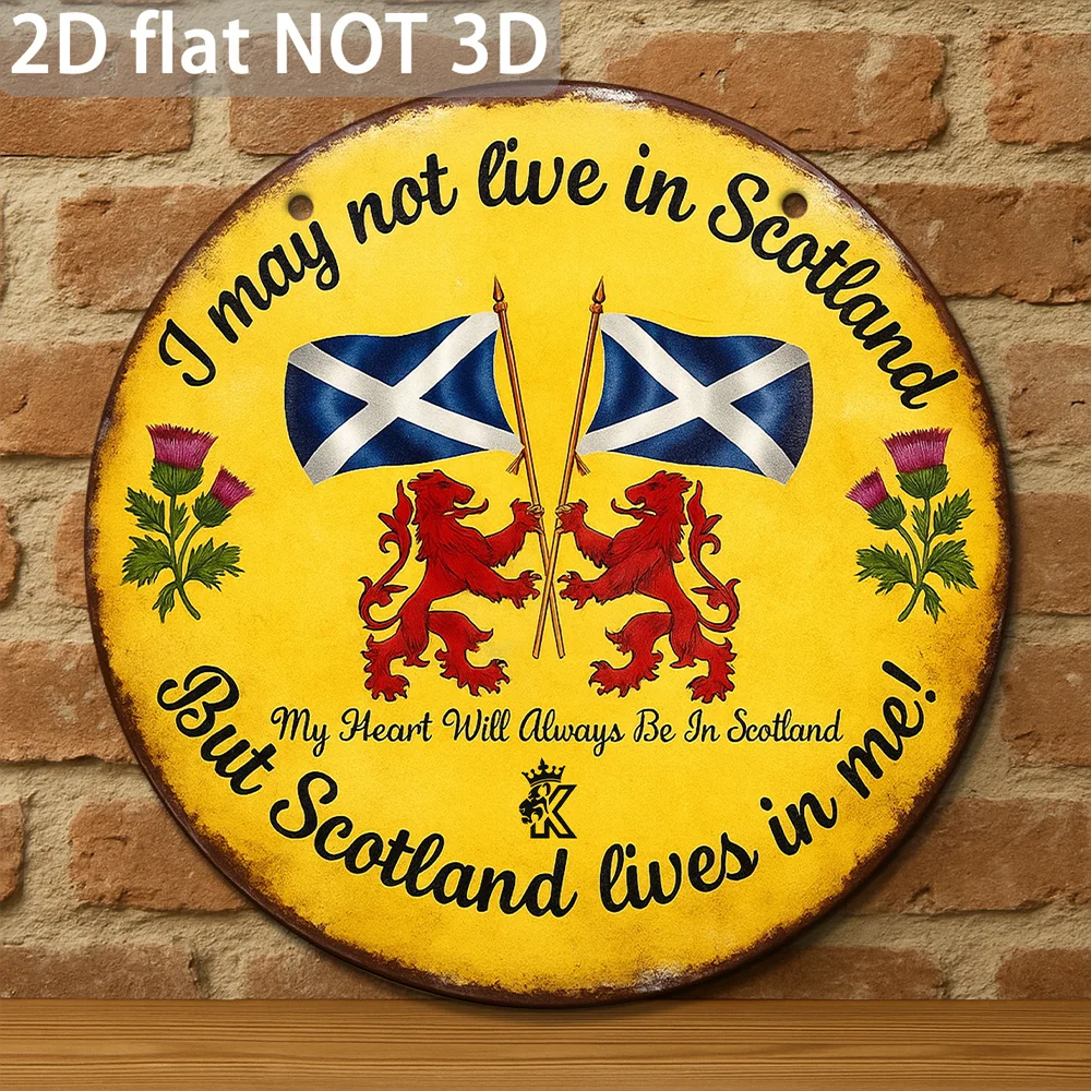 Vintage Scottish Round Metal Sign - 8 Inch Aluminum Wall Art for Rustic Home, Bar, or Farmhouse Decor