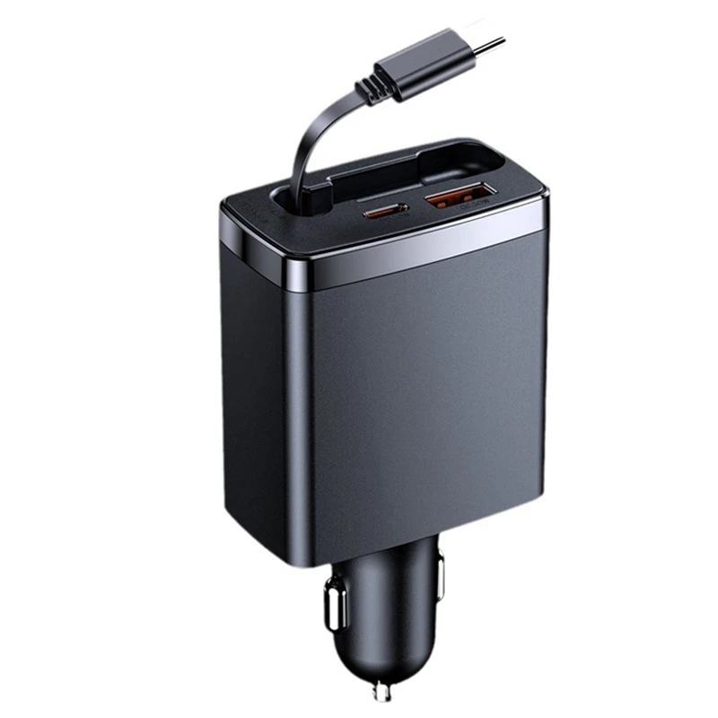 

Car Charger USB C Cable For Iphone Huawei Samsung Fast Charging Cable Cigarette Lighter Adapter 120W