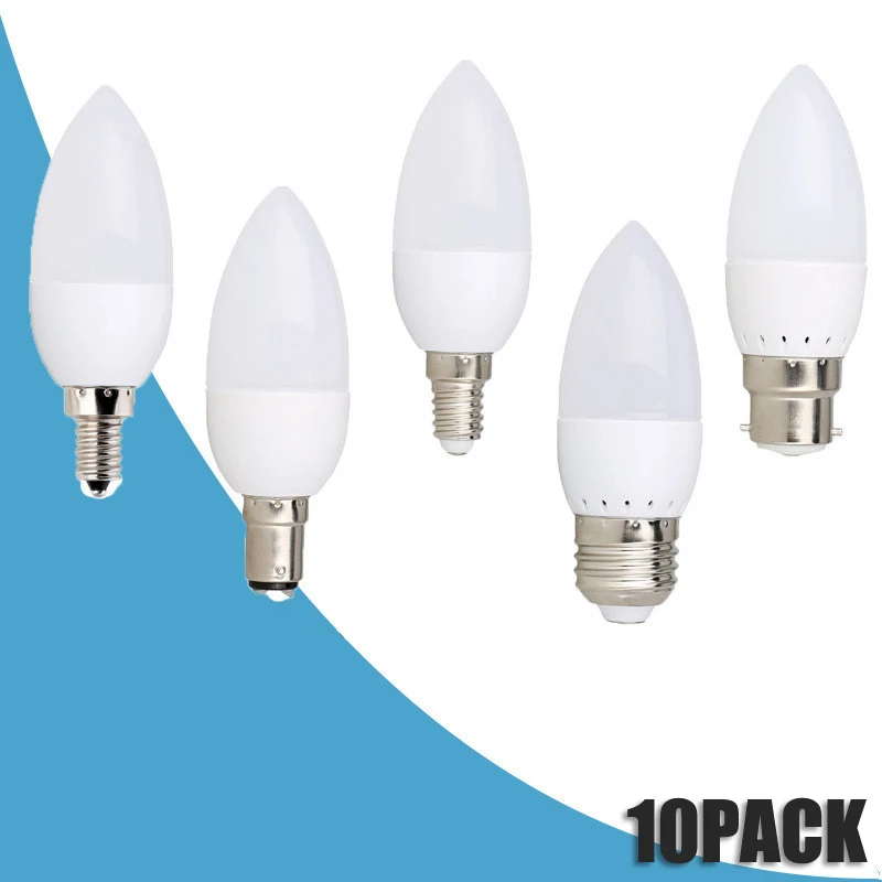 

5X Led Candle Bulb E27 E12 B22 B15 E14 Kronleuchter Chandelier Factory Plastic Bulbs Light Lamps ac220v Warm Home For 3w