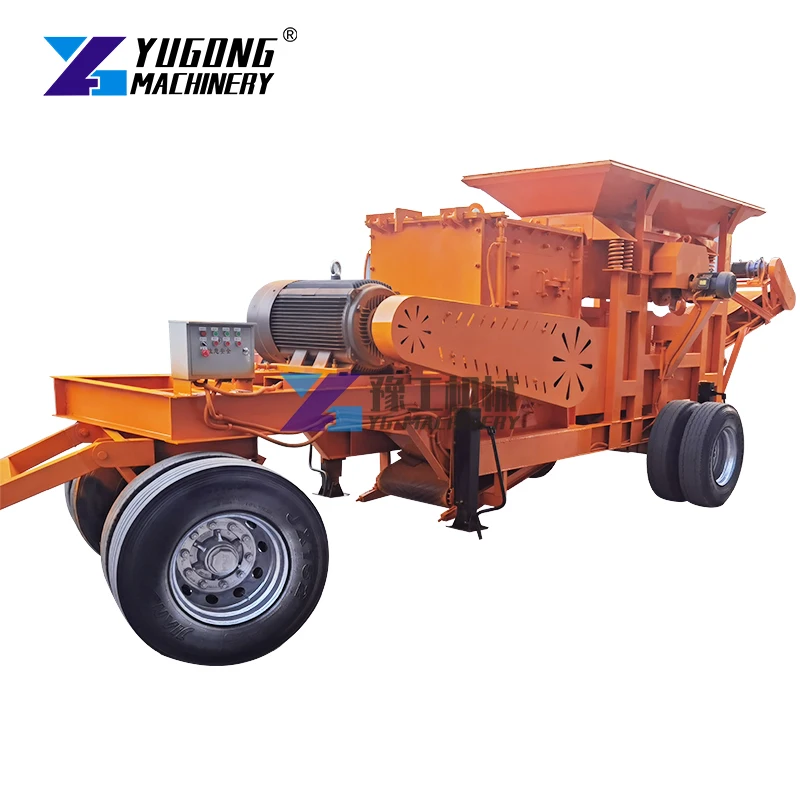 Yugong Mobile Crushing Portable Quarry Diesel Rock Gold Plant Stone Crusher Machine for Sale Price