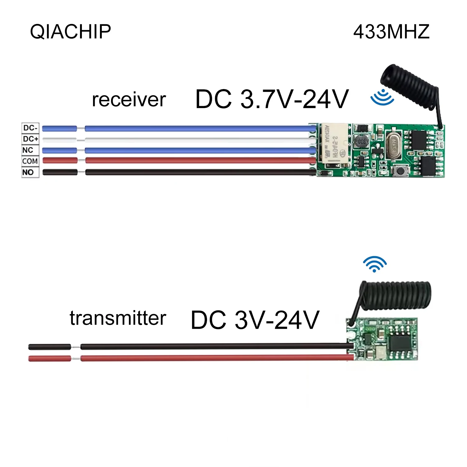 Bezprzewodowy przełącznik zdalnego sterowania 433 MHz DC 3,7V-24V, 1-kanałowy moduł nadajnika RF 433,92 MHz, zestaw kontrolera światła LED z przekaźnikiem. — zdjęcie produktu 7