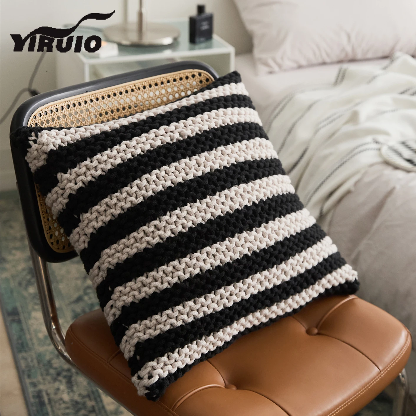 

YIRUIO Brand Chunky Knit Throw Pillow Nordic Home Decor Hand Crochet Iceland Yarn Sofa Bed Couch Chair Floor Seat Back Cushions