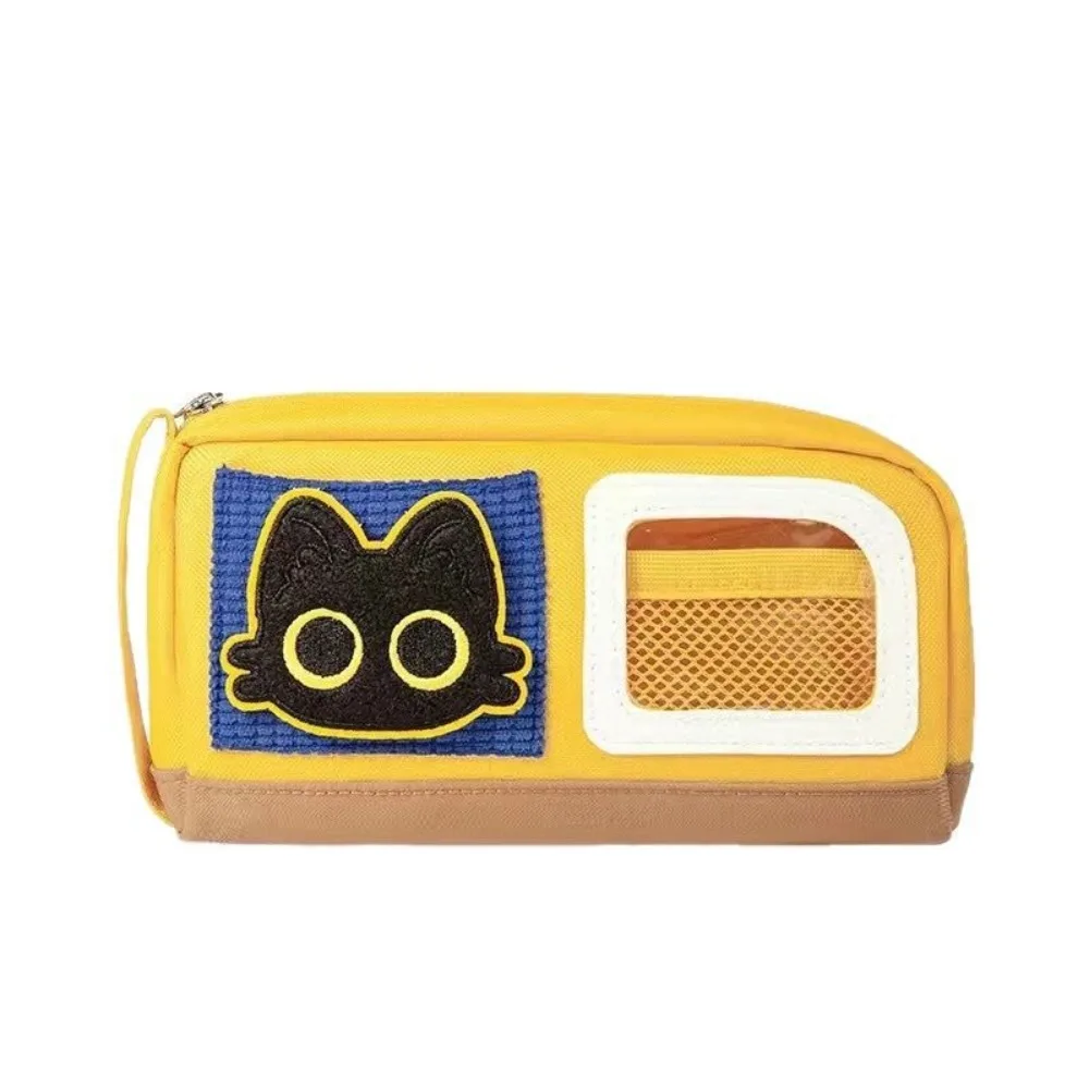 Trousse à crayons grande capacité motif chat, sac de rangement à fermeture éclair en calicot, organiseur de bureau, trousse à crayons chat de dessin animé, fournitures de bureau