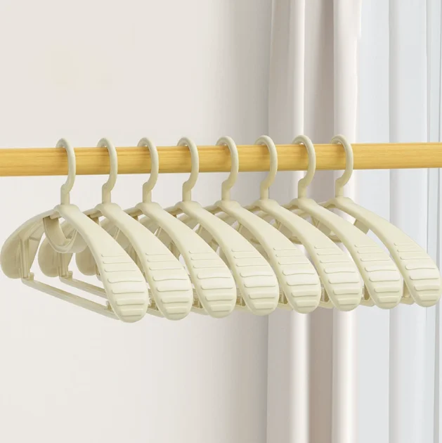 10pcs Adult Wide Shoulder Thickened Non-slip Clothes Hanger Household Clothes Rack Clothes Drying Rack Plastic Clothes Hanger
