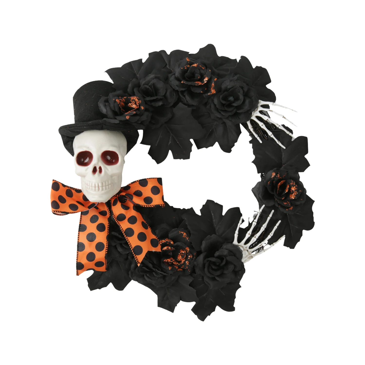 Halloween Skull Decoration, Halloween Wreath, Halloween Skull with Wreath