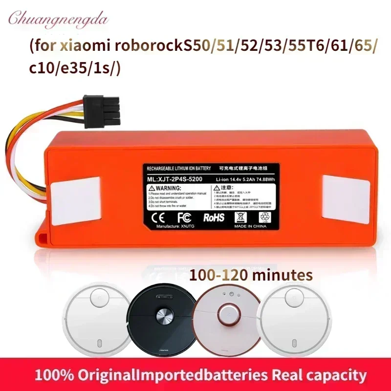 

NEW STYIE NEW2024 100% NEW 9800mAh 14.4V 6.5Ah li-ion Battery Vacuum Cleaner accessories for xiaomi mi robot Robotics cleaner ro