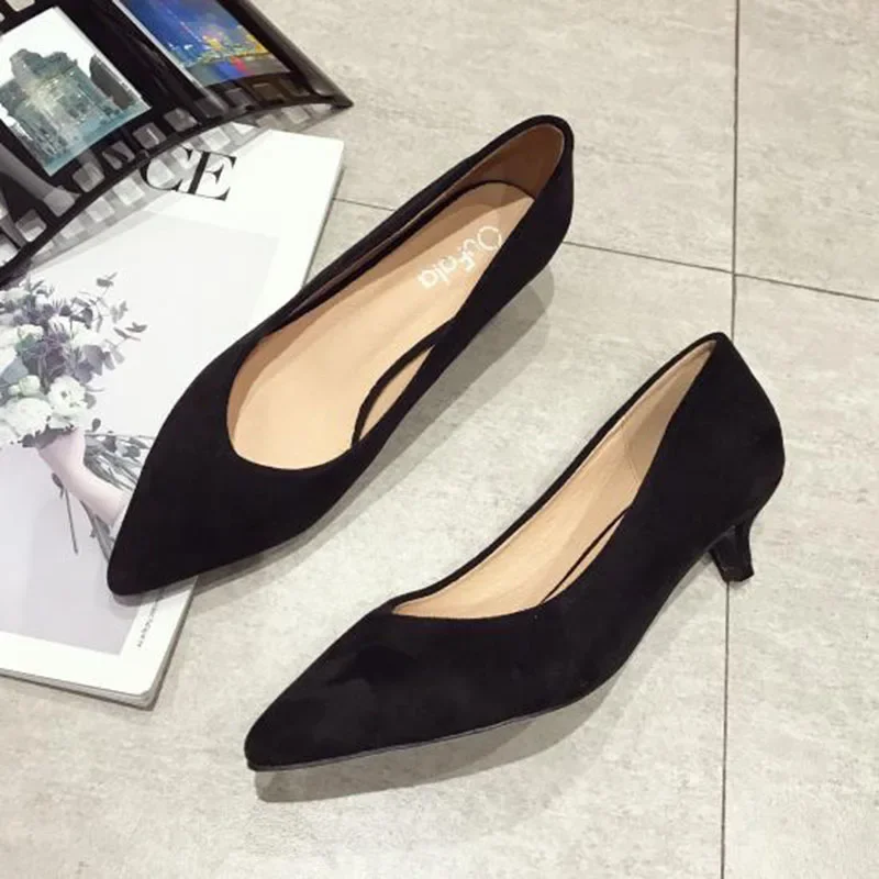 2024 Office Lady Shoes Women Low Heels Pointed toe Fashion Brand Women Pumps Woman High Heels Black Red Leopard Shoes YX3411