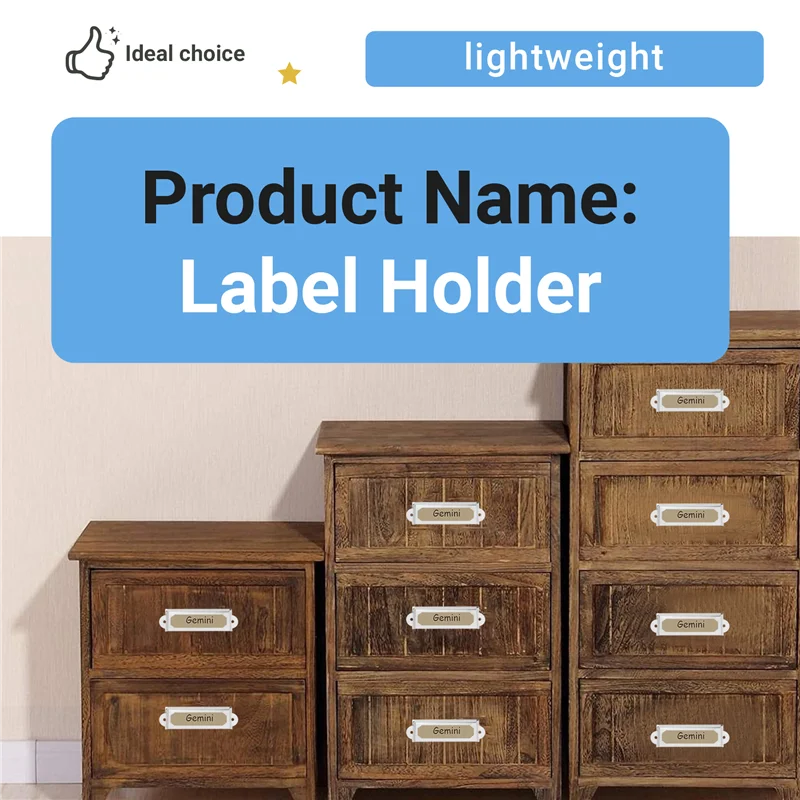 AY03-40 مجموعة مكتبة المكتب درج الملفات خزانة بطاقة علامة التسمية حامل الإطار المعدني (لون فضي)