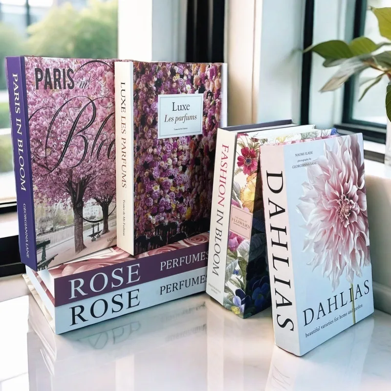 Pink Home Decor Fake Book Storage Box Luxury Perfume Morris Flowers Paris Tower Decorative Coffee Table Books Faux Livre Bedroom