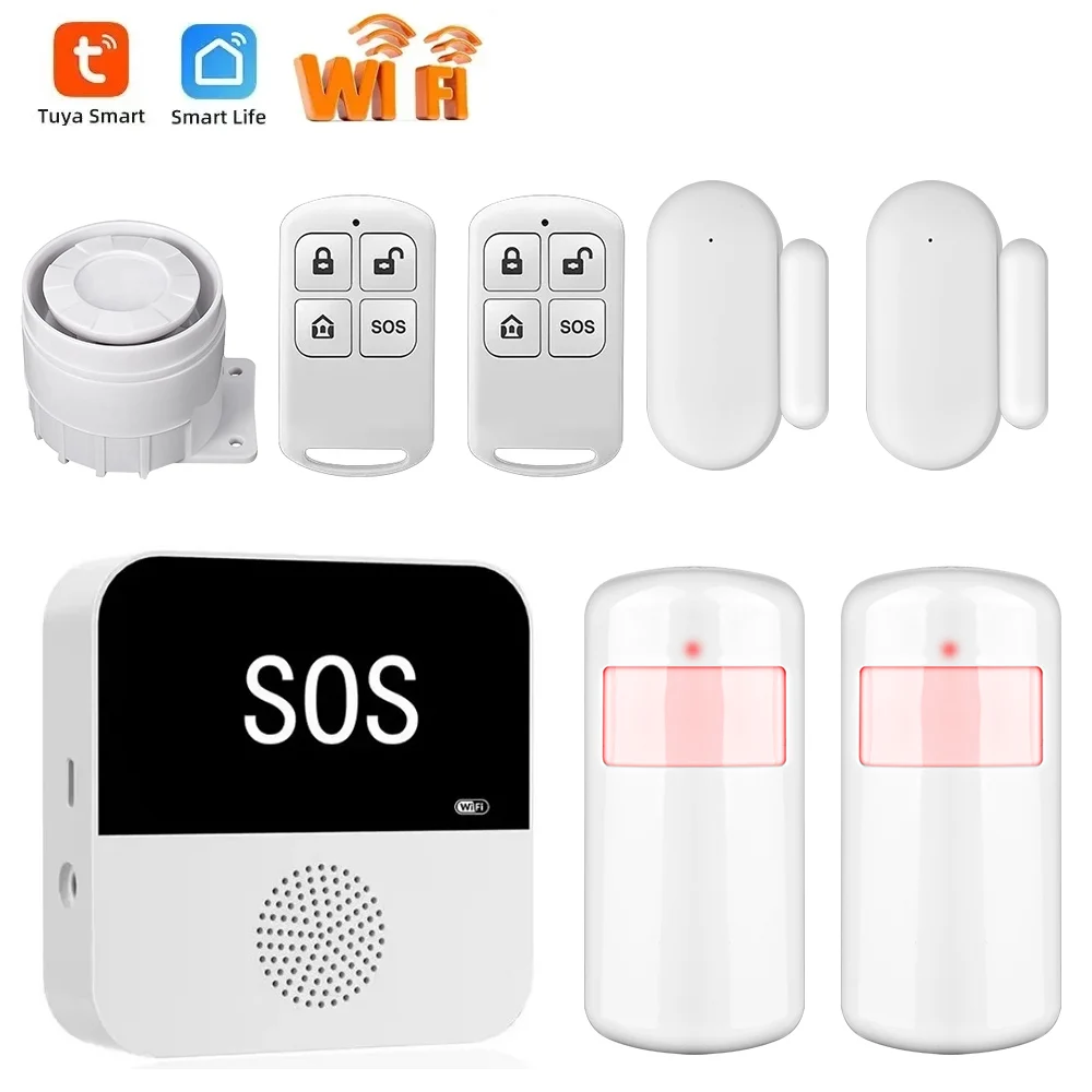 Smarsecur WiFi Tuya Smart Alarm system Burglar Intruder System SOS Emergency Home Security Kit