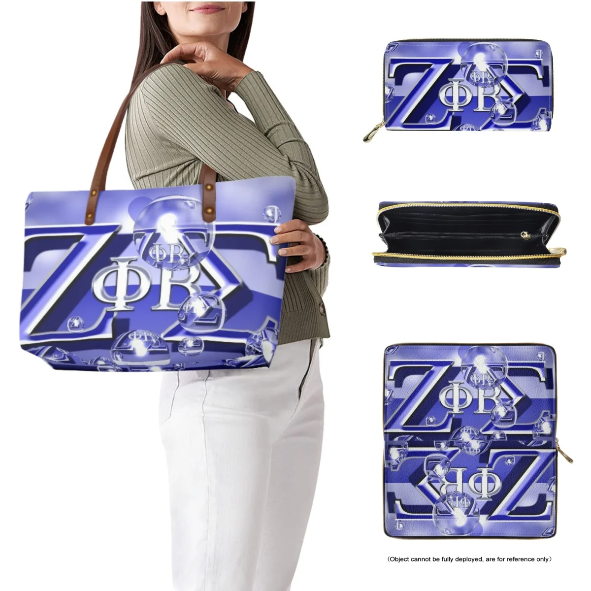 Jackherelook Large Capacity Ladies Shoulder Bag New Hot Phi Beta Sigma Sorority Handbag Casual Travel Tote Bag Wallet 2pcs/set