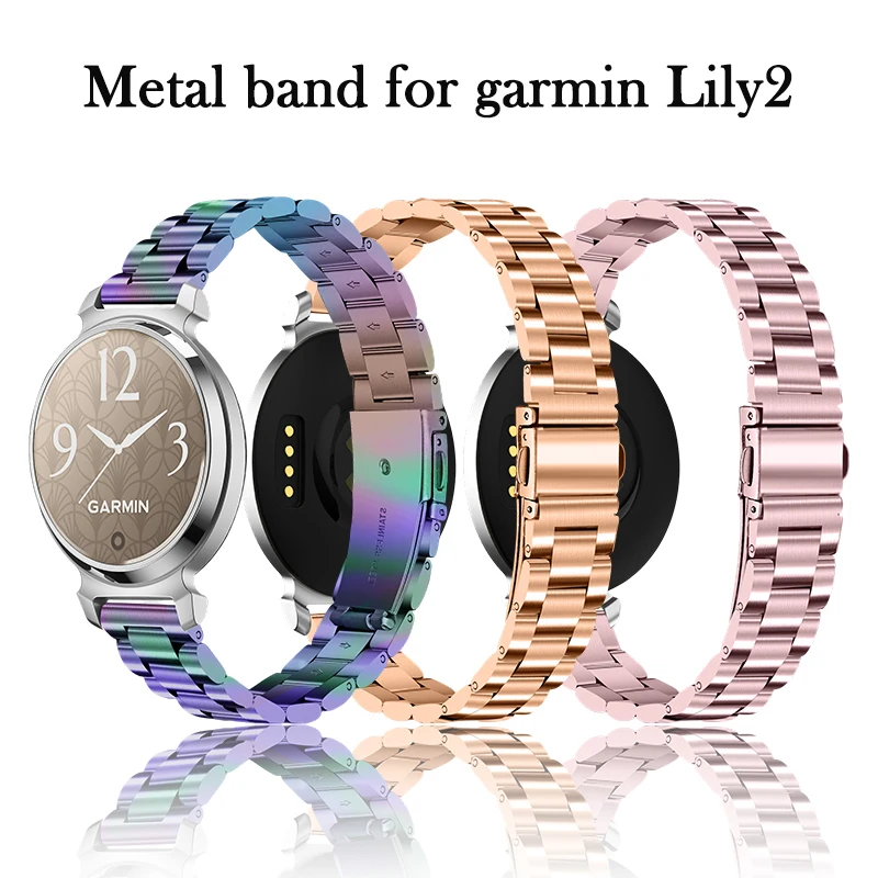 

Ремешок из нержавеющей стали подходит для Garmin Lily 2, металлический сменный браслет, совместимый с Lily 2 Classic/2 Active