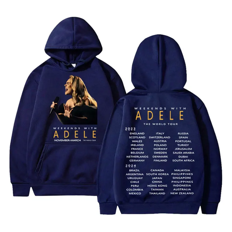 Britain Popular Singer Adele Weekeds with Adele The World Tour Print Hoodie Men Women Fashion Casual Oversized Hooded Sweatshirt